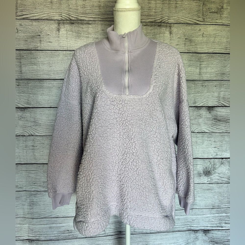 Aerie lilac sherpa zip up pullover size XL